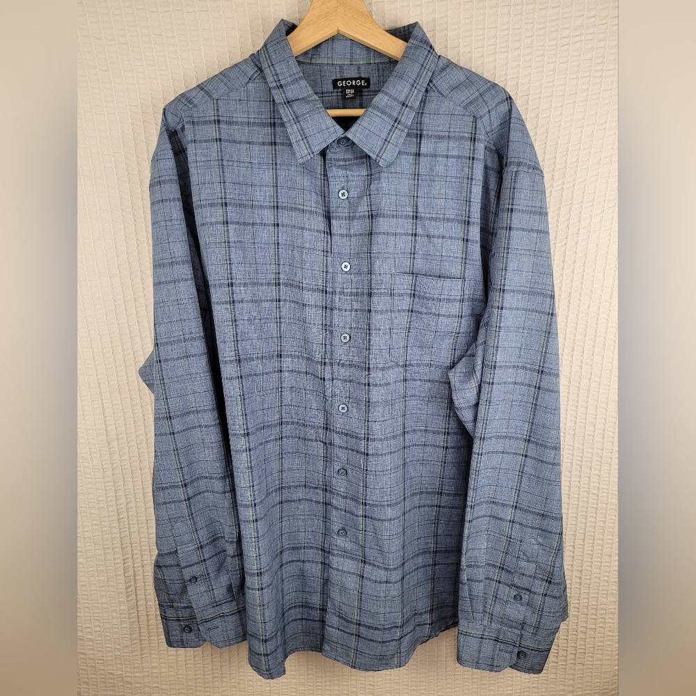 GEORGE Button Down Shirt Plaid Men's 3XL‎